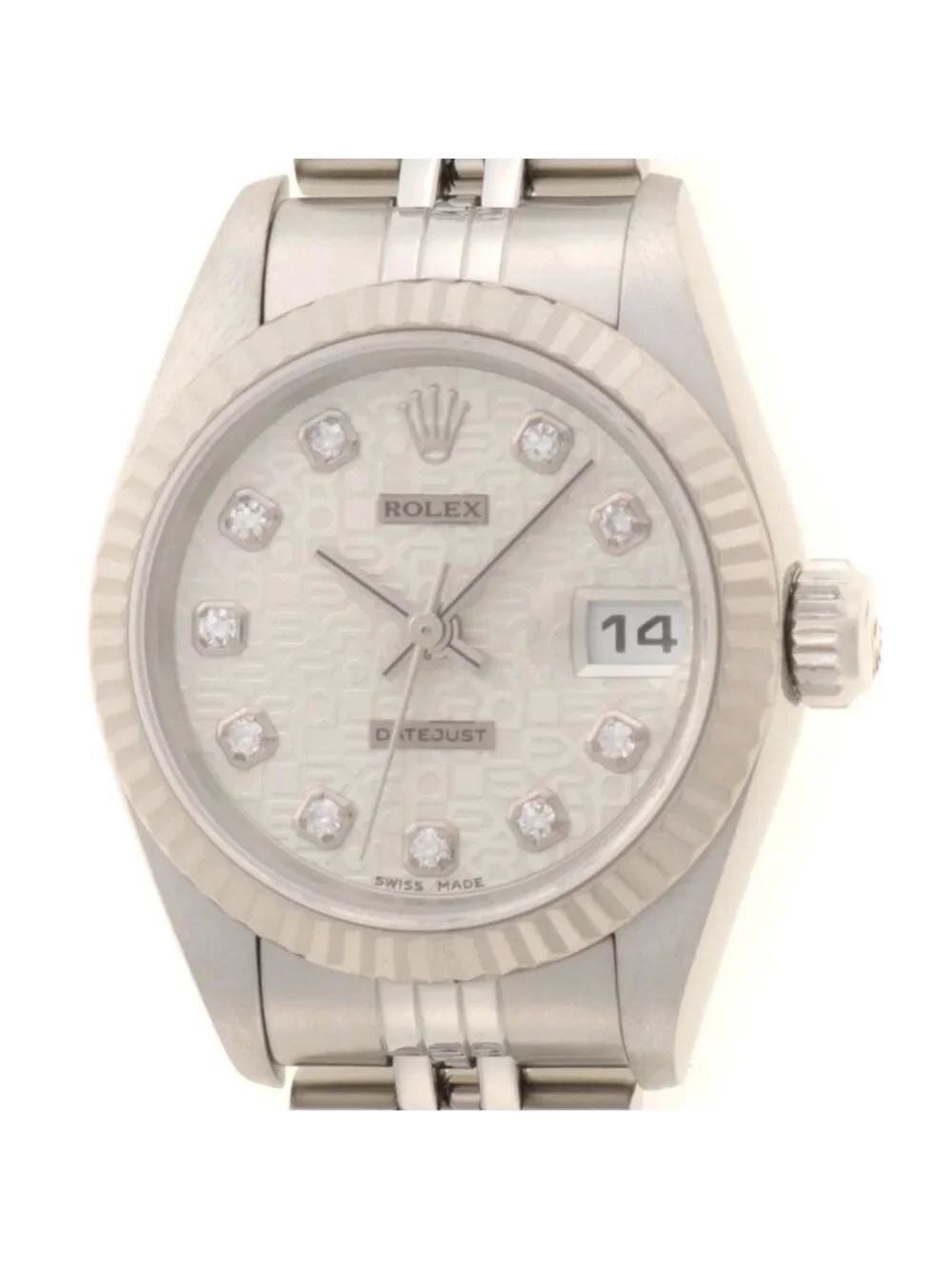 Rolex Datejust 26 Watch Stainless Steel 18k White Gold Diamond Silver Jubilee